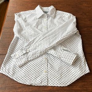 LAUREN Ralph Lauren ladies polka dot button up shirt. Size M.